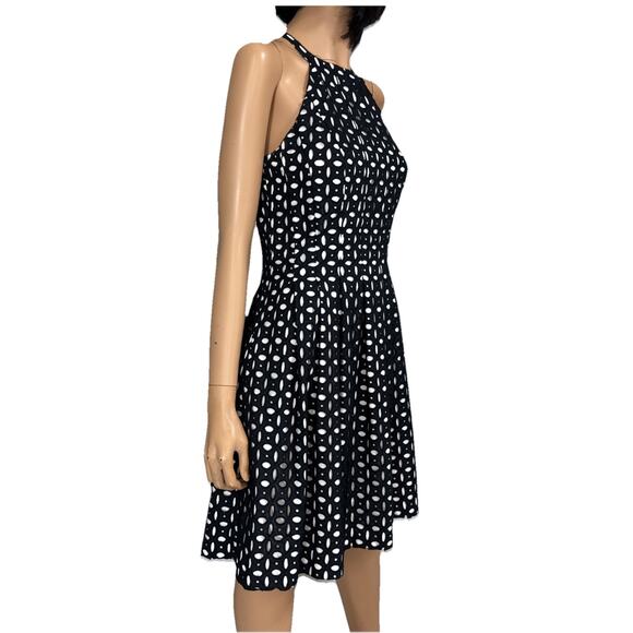 Vince Camuto Black Layered Eyelet Dress 6 Halter Fit Flare Preppy Whimsigoth Y2k - Picture 4 of 16